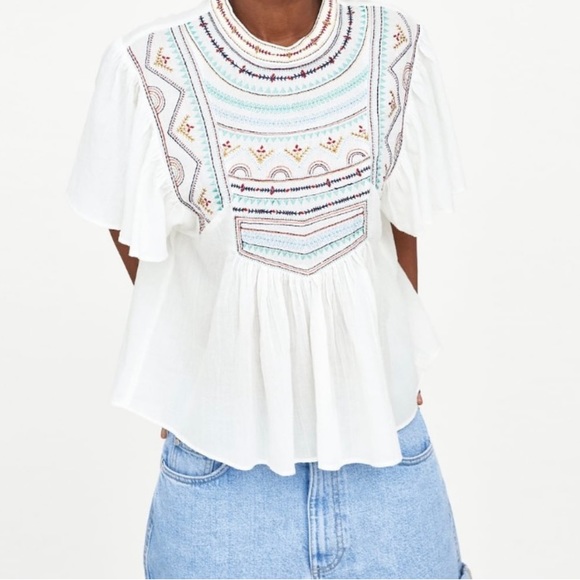 Zara Flowy embroidered top - Picture 2 of 5